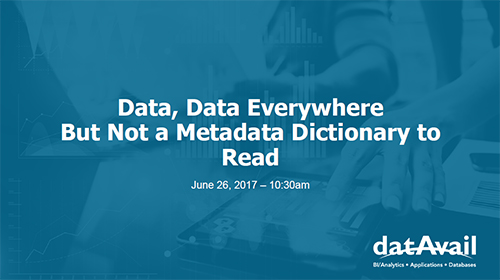 Data, Data Everywhere but not a Metadata Dictionary to Read