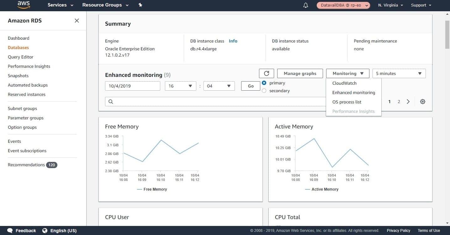 Monitoring Oracle databases